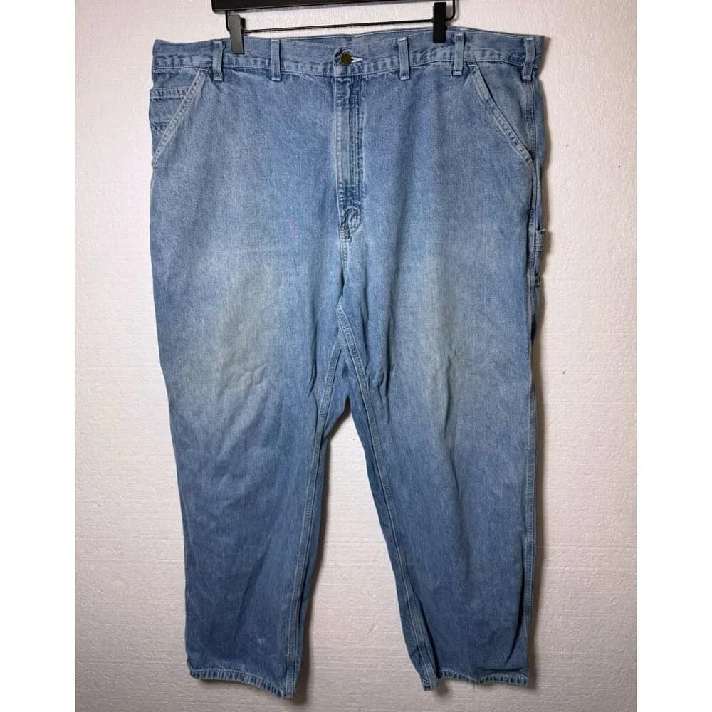 Carhartt Mens Size 44 x 32 Carpenter Jeans Denim Pockets Work Wear Utility Blue